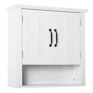 HOMCOM Medicine Cabinet, 3-Tier Bathroom Wall Cabinet with Adjustable Shelf and 2 Doors, Bathroom Cabinet for Over the Toilet, White