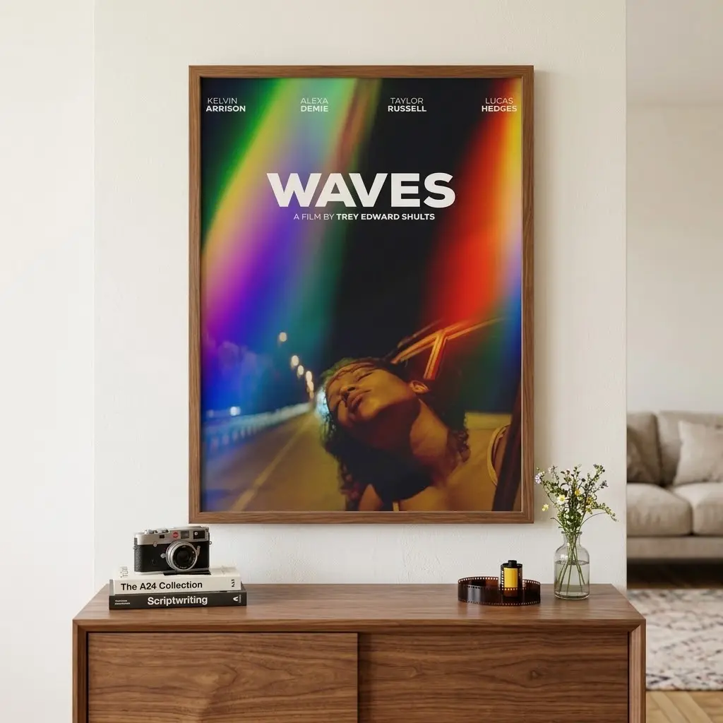 Waves Movie Poster No Frame, Ocean Inspired Wall Art, Coastal Room Decor, Cinematic Beach Print, Home Decor Gift Artwork