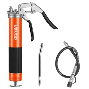 【fathersdaygift】VEVOR Grease Gun,8000 PSI High PressureHeavy Duty Pistol Grip Grease Gun Kit with 14 oz CapacityIncludes 18-Inch Flex Hose1 Extension Rigid Pipe and 1 Sharp Type Nozzle for AutomotiveMarine