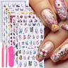 Butterfly And Flower Pattern Nail Art Sticker Set, Nail Art Tools, 11 Pieces Per Set With Tweezers, Press Stick And Nail File, DIY Nail Art Decals For Women And Girls, Nail Art Supplies, Nail Decoration Supplies