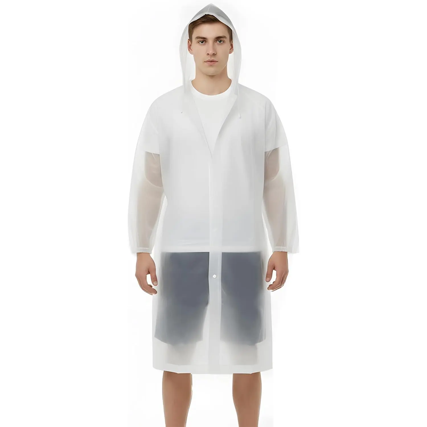 Unisex Adult Transparent Synthetic Reusable Waterproof Breathable All-Seasons Raincoat - Home Supplies Poncho Rain Wear