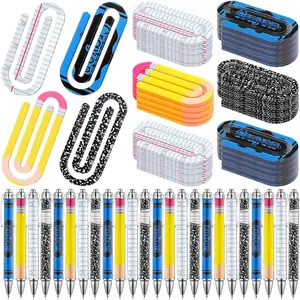 24 Sets End of Year Teacher Gifts,   Paper Clips&Teacher Ballpoint Pens, Cute Paperclip Bookmarks Bulk for  to School, Office Stationery Supplies for Coworkers (4 Style)