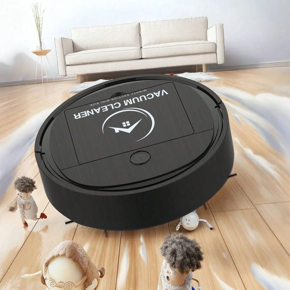 Mini Robot Vacuum Cleaner, Automatic Sweeping Robot for Hard Floors, Low Noise Cordless Floor Sweeper for Home Office Pet Hair Dust