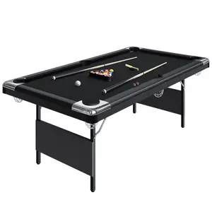 Garvee 7 Folding Billiards Table for Adults - Portable Pool Table Set Ideal for Family Game Rooms, Rec Rooms, Basements, Man Caves, or Garages in Black Finish