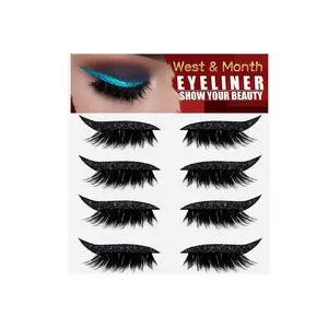 Glue-Free Self-Adhesive Gel Eyelash Stickers, 4-Pair C Curl False Lashes with Lash Extension Effect, Easy-Apply Cosmetic Pack for Makeup, C Curl Lashes