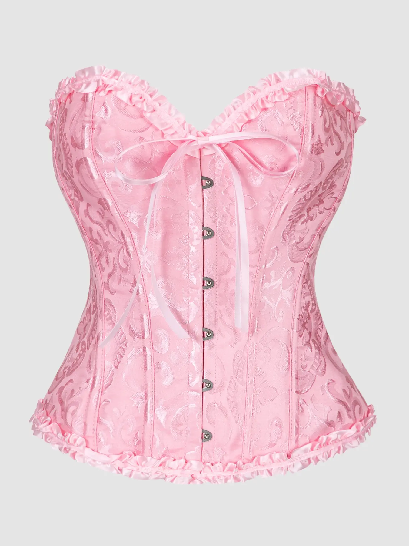 Women's Classic Corset Top, Palace Style Ditsy Floral Lace Top, Strapless Sweet Fit Skeleton Bodysuit, Ruffle Waist Shaper, Perfect for Makeup Balls and Halloween, Costumes, Floral Printed Corset