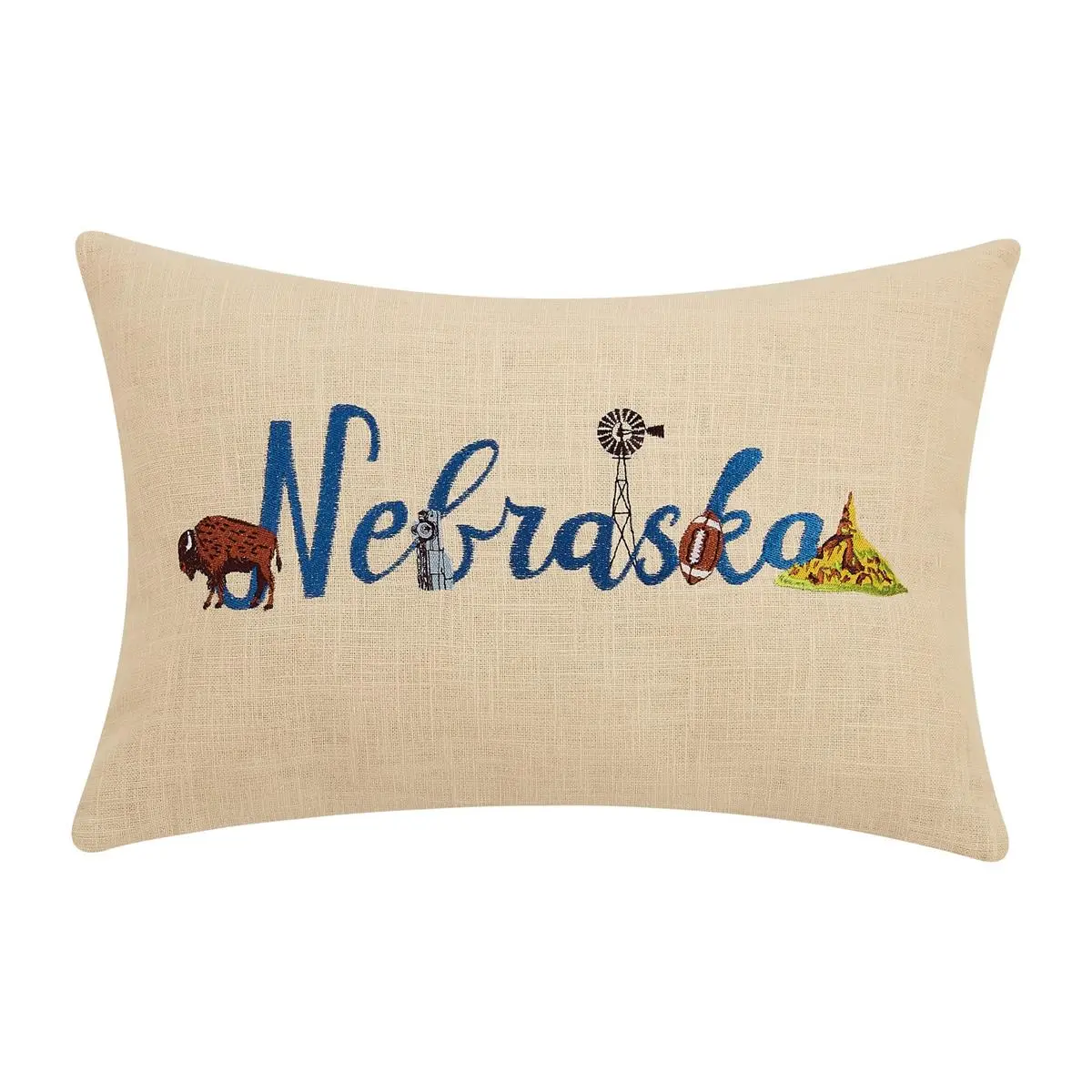 Peking Handicraft 24TG597C18OB 12 x 18 in. Nebraska Embroidered Pillow