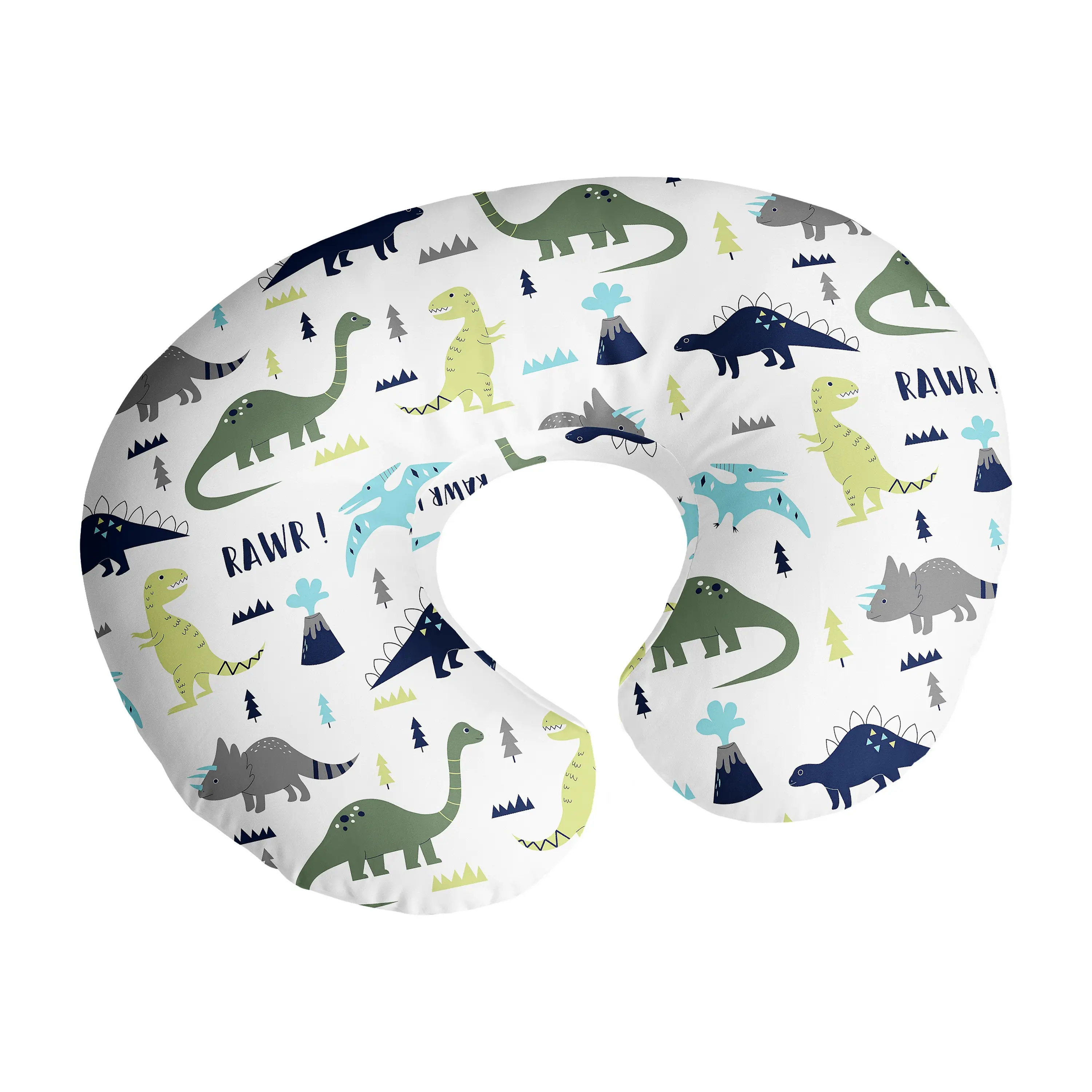 Sweet Jojo Designs Mod Dino Nursing Pillow Cover Breastfeeding Pillowcase for Newborn Infant Bottle or Breast Feeding (Pillow NOT Included) - Blue Green and Grey Modern Dinosaur