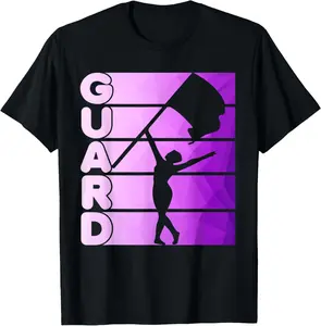 Color Guard Round Neck Short-Sleeve Cotton Sporty Sports Top - Marching Band Flag Girl Summer Casual Stylish Garment with Classic Prints