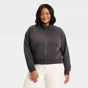 Women's Full Zip Fleece Sweatshirt - Universal Thread Charcoal Gray XXL