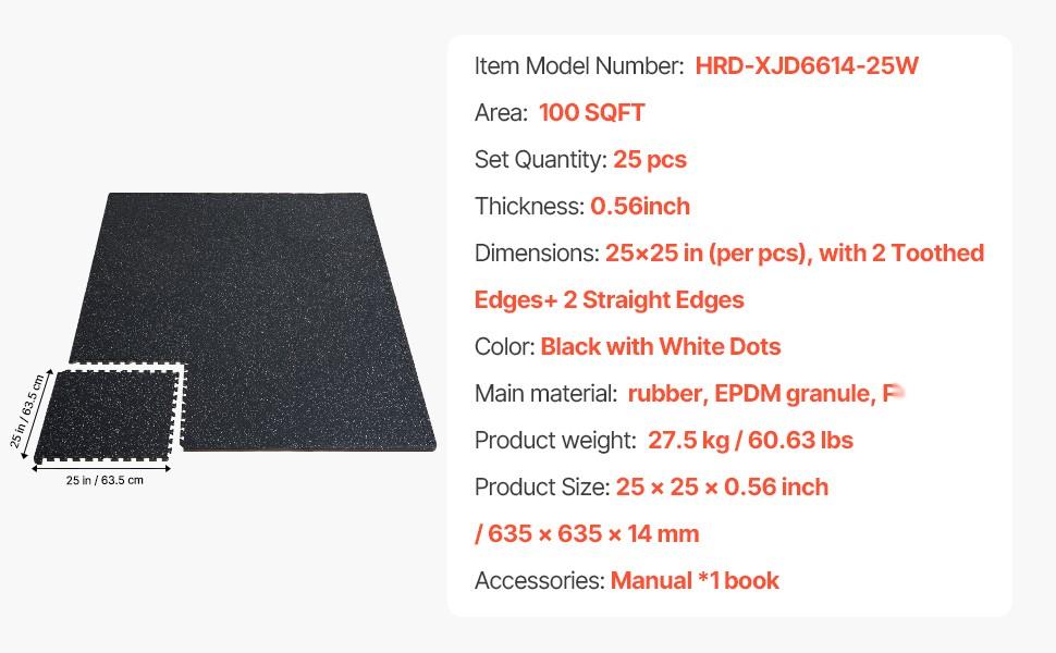 25-Piece 0.56-Inch Thick Gym Floor Mats, 24 X 24 Inch Interlocking EVA Foam And Rubber Top Puzzle Mats, 100 Sq Ft Coverage, Waterproof, Non-Slip Exercise Flooring For Gym, Home, Garage, Basement, Black And White 25-Piece 0.56-Inch Thick Gym Floor Mats, 24 X 24 Inch Interlocking EVA Foam And Rubber Top Puzzle Mats, 100 Sq Ft Coverage, Waterproof, Non-Slip Exercise Flooring For Gym, Home, Garage, Basement, Black And White
