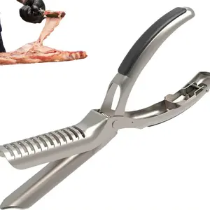 Stainless Steel Rib Bone Removal Tool Set, Professional BBQ Accessories, Barbecue Utensils, Easy Silver Color Skin Removal, Dishwasher Safe, Ergonomic Design