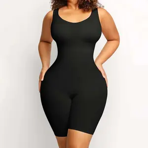 Women's Contour Sculpting Seamless Bodysuit One-Piece With Mid-Thigh Tummy Control Butt Lifter Sharper Panty