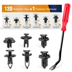 120PCS 6.3mm 8mm 9mm 10mm Expansion Screws Replacement Kit For Car Bumper Push Rivet Clips, 1PC Fastener Remover