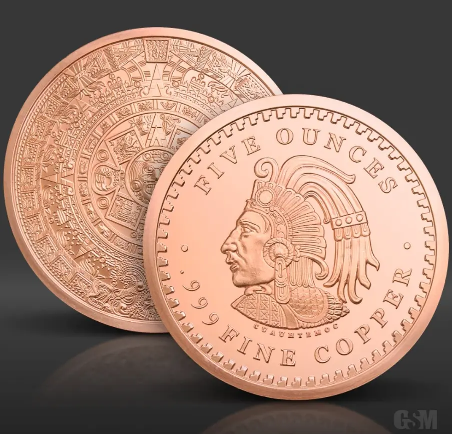 5 oz Aztec Calendar Copper Round Collectible