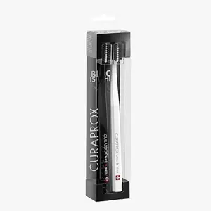 CURAPROX Black is White Duo Toothbrush black/white - Elegant Design, Stylish Color Scheme, Free from BPA & Phthalates, Oral Care Wirebrush