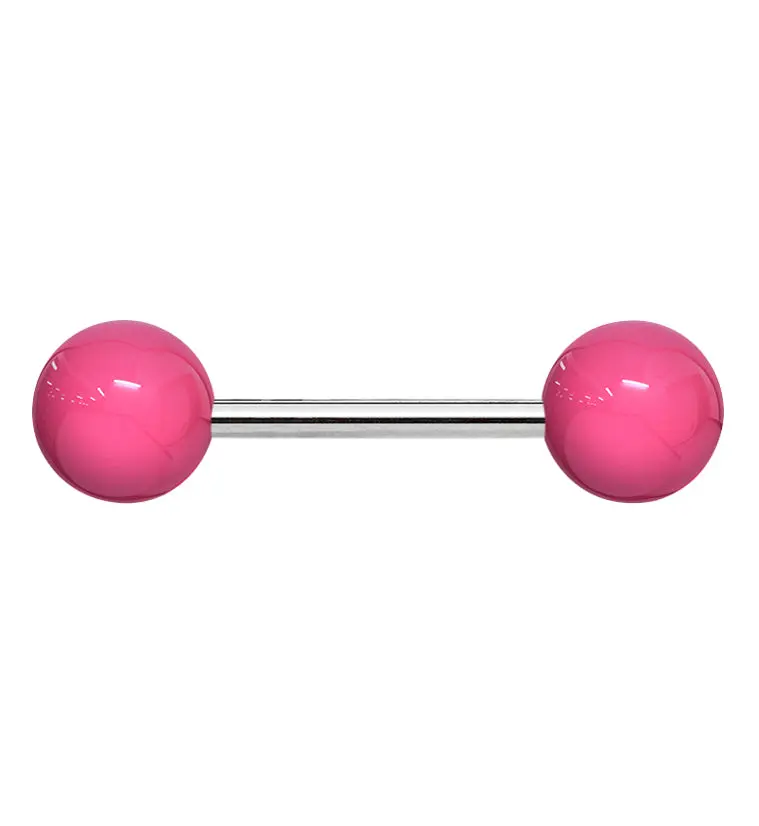 Double Pink Ball Stainless Steel Barbell Double Pink Ball Stainless Steel Barbell