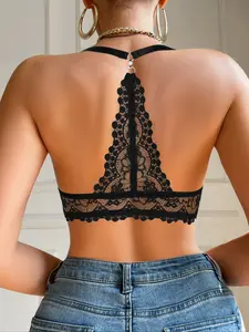 Women's Sexy Front-Buckle Lace Push-Up Bra, Wirefree, Medium Support, Fitted 3/4 Coverage for Everyday Wear