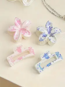 4pcs Spring Summer Sweet Ocean Turtle Shell Egg Flower Square Hair Claw Simple Fresh Twist Hair Clip Accessories Beach Hair Clips for Daily Wear and Beach Vacation Use