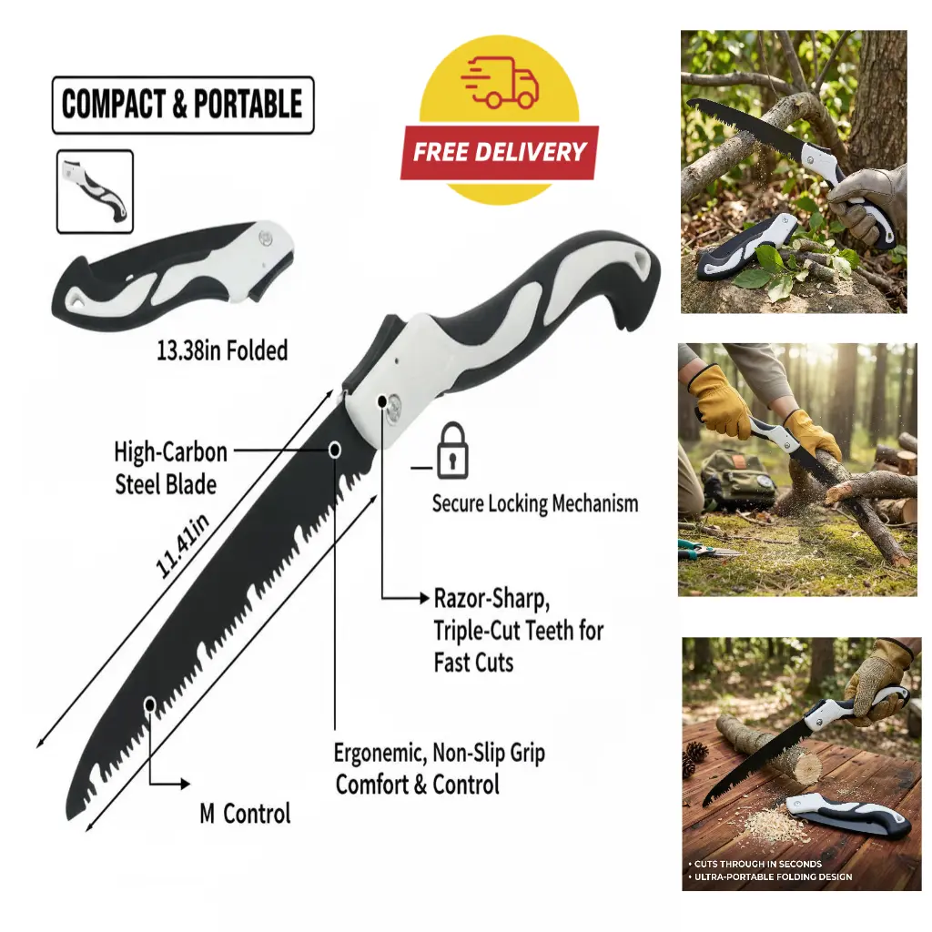 Folding Hand Saw SK5 Curved Blade for Garden Pruning Tree Trimming Camping Woodworking