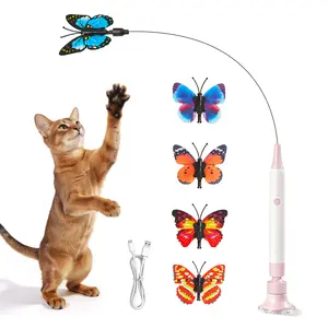 Potaroma Touch-Activated Butterfly Cat Wand – Electric Spinning & Shaking Toy with Rechargeable USB and Suction Cup, Interactive Self-Play & Handheld Modes for Cats & Kittens