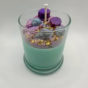 Under The Sea Soy Candle with Shimmer Sea Shells and Mica Powder - Choose Your Fragrance - Freshener, Decor