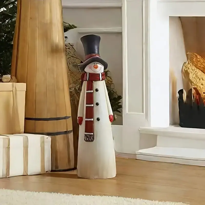 Vintage Resin Snowman Statue, Indoor Outdoor Holiday Decoration, Perfect for Christmas & Thanksgiving, Unique Gift Idea