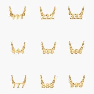 en route Malak Necklace, Dainty Angel Number Design in Gold Tone, Symbolic Manifestation Jewelry for Daily Layering and Spiritual Gifting