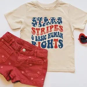 Stars Stripes Basic Human Rights, Organic Kids Clothes, 4th of July Toddler Shirt, Activist, Feminist, Black Lives Matter, LGBTQ
