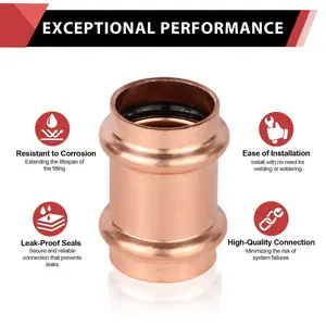 1-1/4" Press Copper Coupling NO Stop (Lead Free)