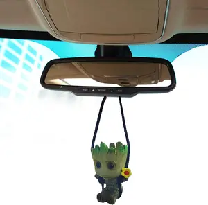 Swing Smiling Little Tree Man Car Mirror Hanging Accessories