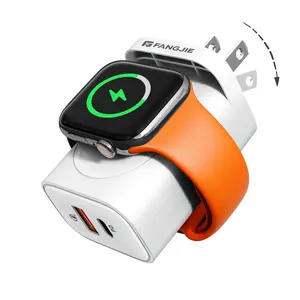 FANGJIE 3-in-1 20W Foldable Fast Charger，USB Type-C/A + Apple Watch Magnetic Wireless Charging for iPhone 17/16/15/14/13 & iWatch SE/11/10/9/8/7/6/5/4 , Compact Travel Adapter 240 watt charger