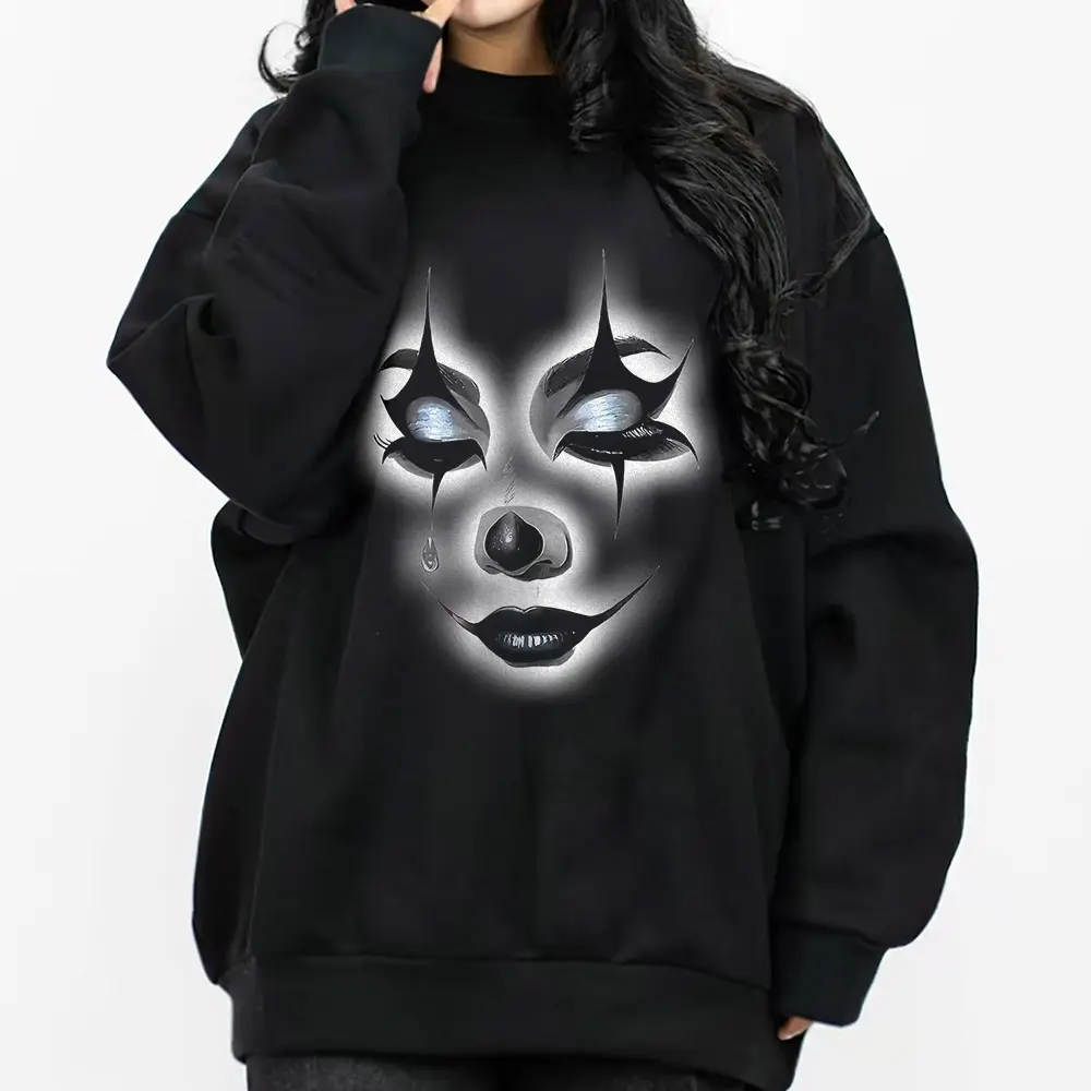 Smile Now, Laugh now cry later Chicano Clothing Lowrider Clothing Chicana Art Gangster Clothes Cholo Outfit Cotton Fabric Menswear Casual Streetwear Hoodie Unisex Loose Oversized Sweatshirts Tops Gamis Pullover Pocket