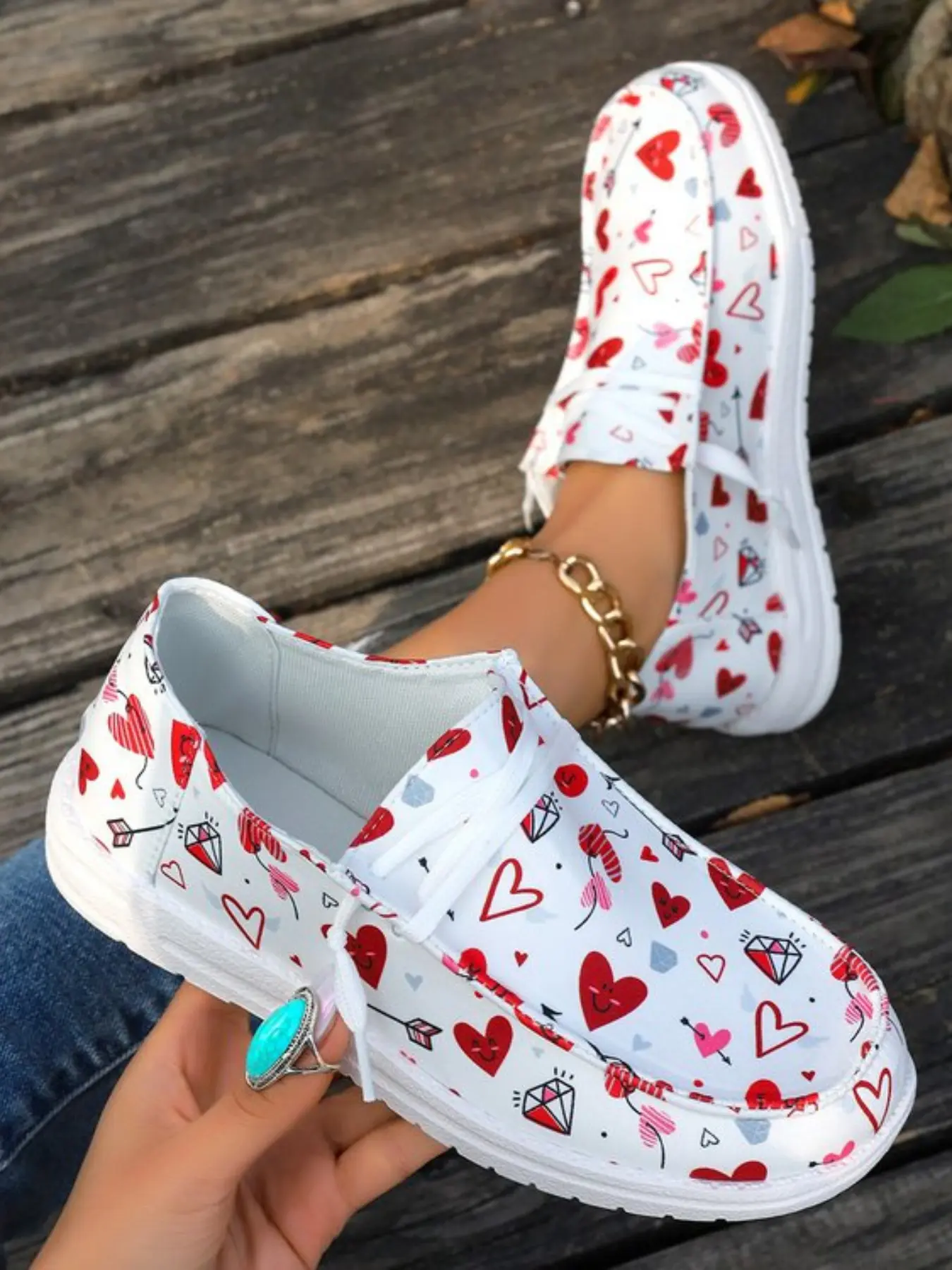NewWomen's Cartoon Heart Print Low Top Sneakers,Cute Casual Summer Shoes, Canvas Shoes for Daily Wear,Versatile Round Toe Women's Shoes,valentine's day,date shoes,unisex by desigh.