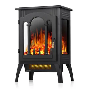 R.W.FLAME Electric Fireplace Heater, 20" Freestanding Fireplace Infrared Stove 1000W/1500W, 3D Realistic Flame Effects, Adjustable Brightness and Heating Mode, Overheating Safe Design