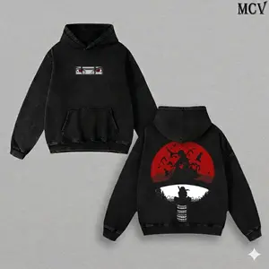 Betrayer Ninja Anime Inspired Washed Hoodie, Retro Manga Oversized Streetwear