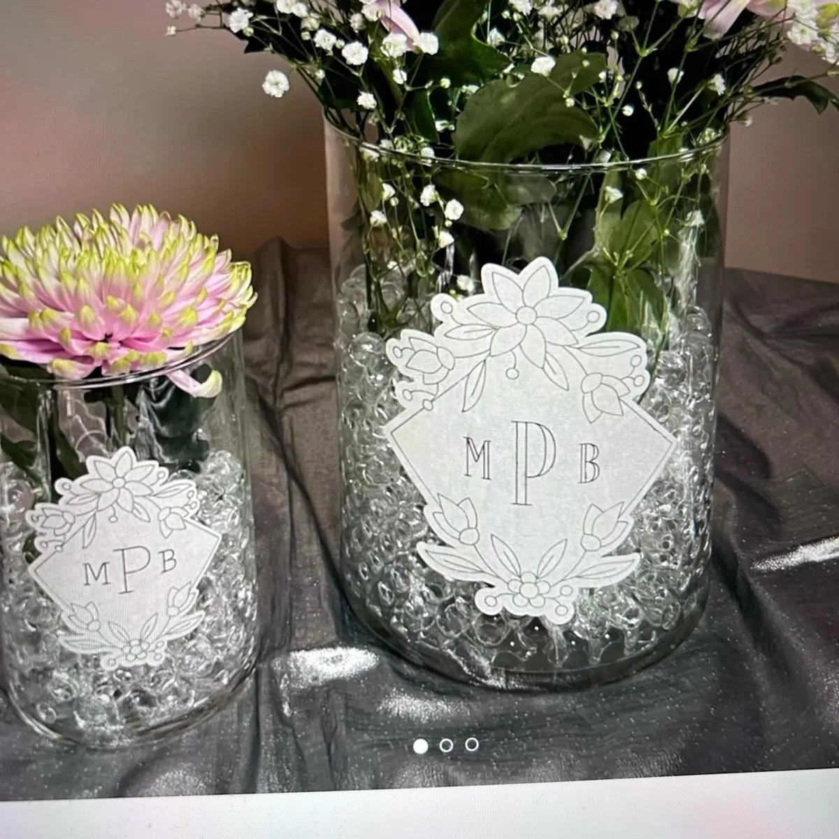 Wedding decoration stickers for centerpieces , mailings, party favorites and place settings! All personalized with your names, dates and colors.