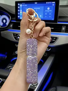 Diamond-Embedded Perfume Refill Bottle Keychain, Creative Mini Spray Bottle Key Ring, Elegant Packaging Accessory, Stylish Gift Idea, Trendy Cute Keychain