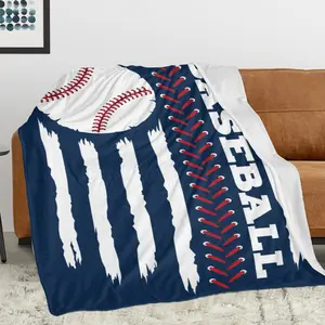 Soft Baseball Pattern Flannel Throw Blanket, Casual Sports Nap Blanket, Warm and Comfortable Throw Blanket for Home, Nap, Travel, Camping Warm casual sport