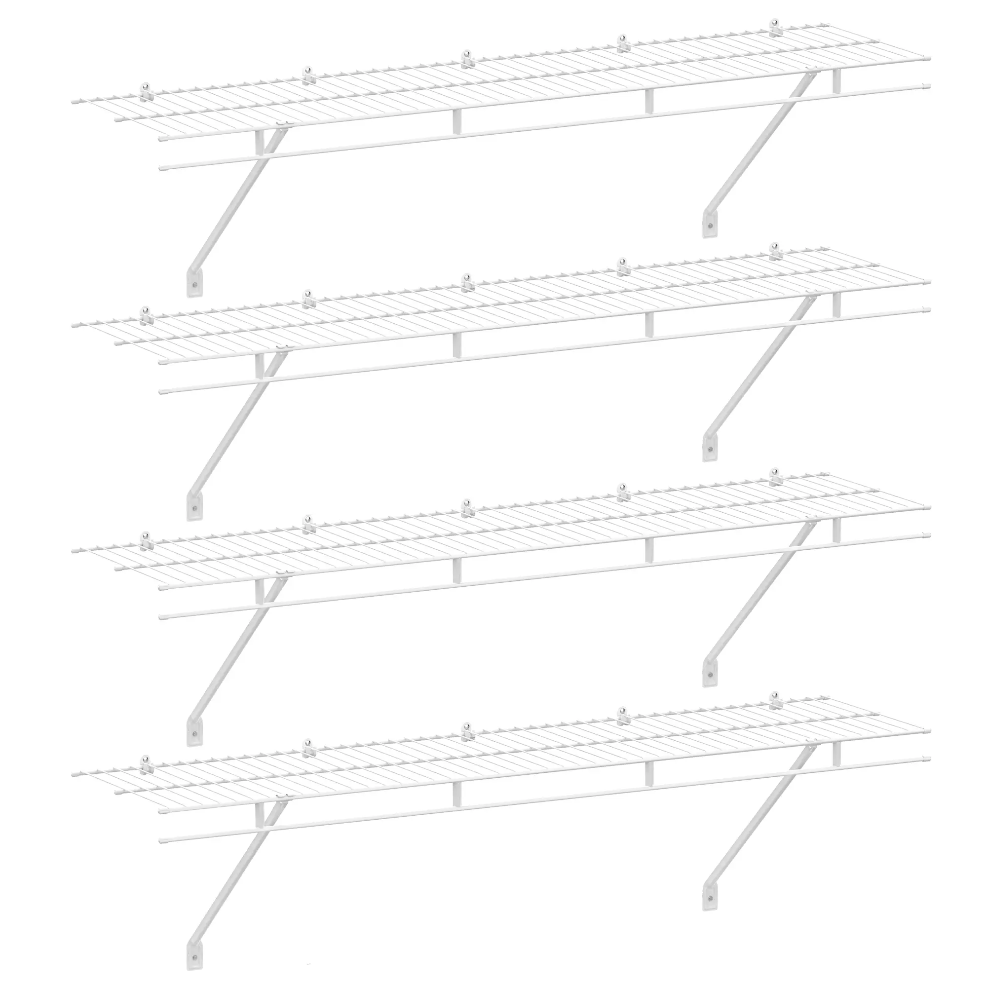 #summersale HAUSHOF Closet Shelves Wall Mounted 4-Pack, 4 ft x 12in White Wire Shelving for Laundry Room, Closet, Basement Organization and Storage
