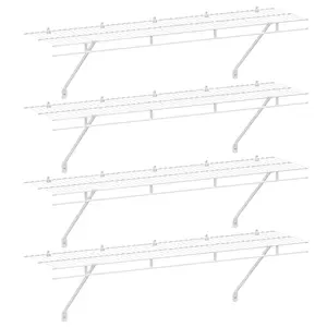 #fathersdaygift HAUSHOF Closet Shelves Wall Mounted 4-Pack, 4 ft x 12in White Wire Shelving for Laundry Room, Closet, Basement Organization and Storage