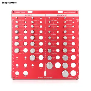 Snapfixmate 42 Nut and Bolt Thread Checker, Bolt Size and Thread Gauge, 19 Standard & 15 Metric Sizes & 8 Drill Bit Gauge Bolt and Nut Identifier Gauge with 6 Inch and 15 Centimeter Ruler Red