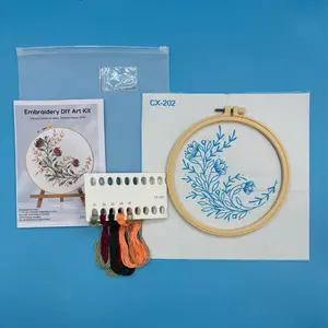 Bohemian Flower Embroidery Kit – DIY Floral Stitching with English Guide Creative Needlework for Beginners