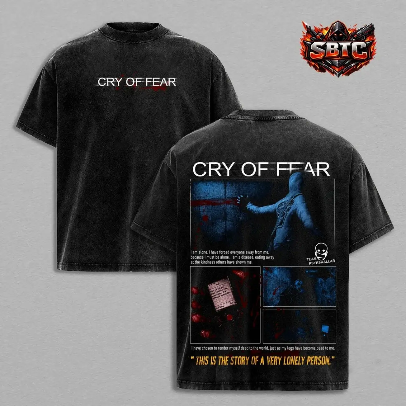 Cry of Fear Washed Graphic Apparel, Heavy Cotton T-Shirt, Hoodie & Sweatshirt, Retro Horror Game Merchandise, Distressed Streetwear, Unisex Gamer Gift L5U