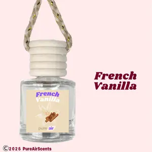 French Vanilla Pure Air Scented Air Freshener Oil Diffuser - Hangable Glass Woody Design - Lasts 60+ Days - Fragrance Oil Diffuser