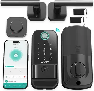 WiFi Smart Lock for Front Door Keyless Entry Door Lock Deadbolt with Handle Set UYF Fingerprint Electronic Keypad Door Lock Alexa Bluetooth Code Auto Lock for Home Apartment
