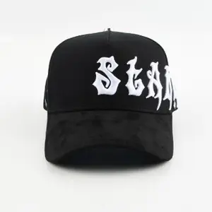 Death Starr 3D Embroidery Suede Brim Hat with Custom Metal Buttons for Unique Stylish Accessory