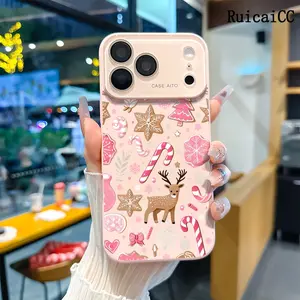 Christmas Gingerbread men, snowflakes，Elk Phone Case for iPhone 17 Pro Max 16 15 Plus 14 13 12 Series Full Camera Lens Protection Shockproof Drop Resistant Durable Phone Case Suitable for All People
