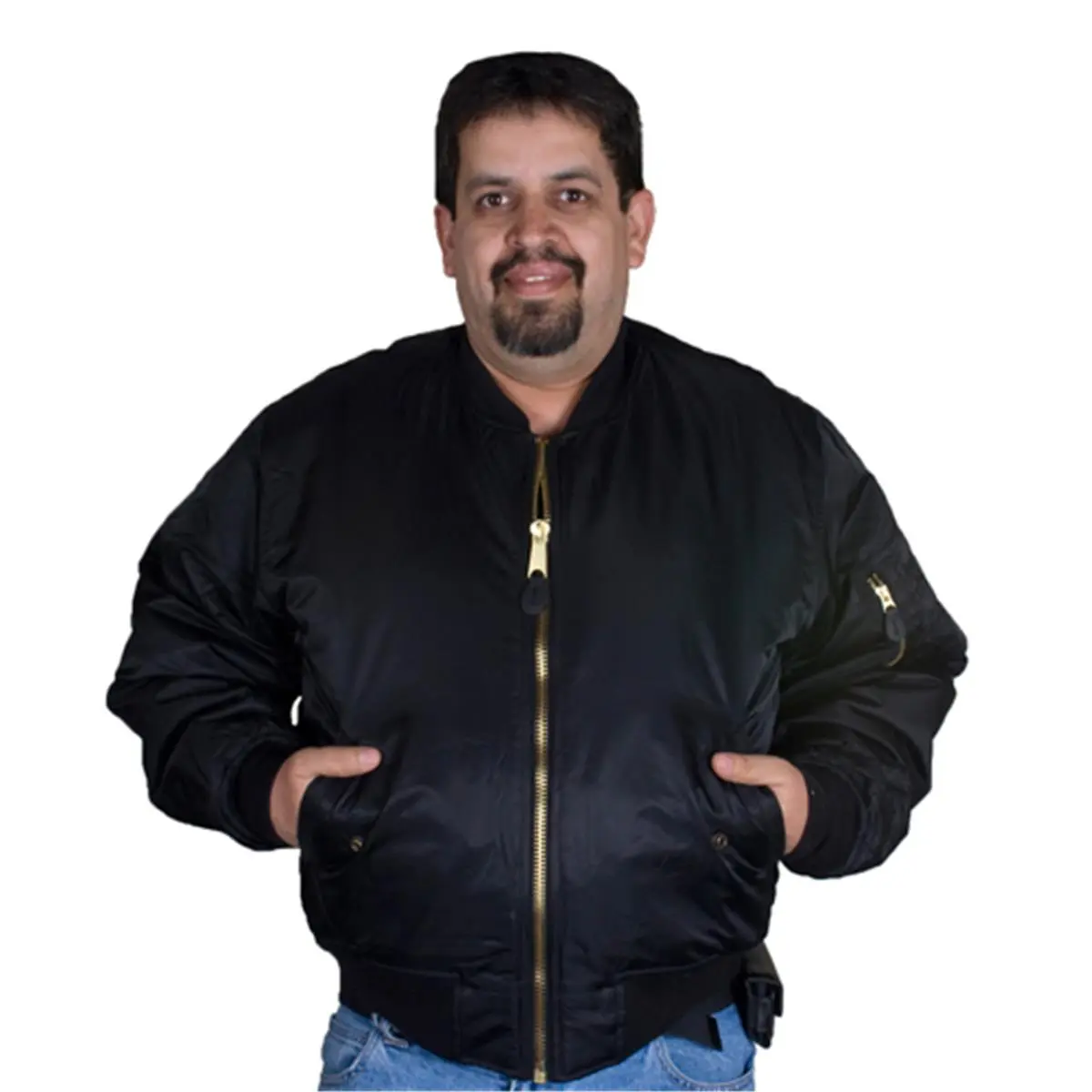 212 MAIN MA-1 Flight Jacket - Men's Modest Long Sleeve Outerwear, Polyester-Nylon-Knit Fabric, Orange, Zipper Closure, Sizes XS-7XL, Jackets