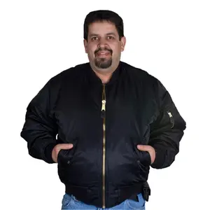 212 MAIN MA-1 Flight Jacket - Men's Modest Long Sleeve Outerwear, Polyester-Nylon-Knit Fabric, Orange, Zipper Closure, Sizes XS-7XL, Jackets